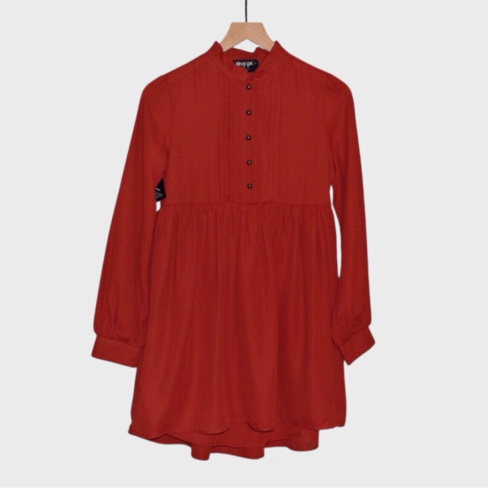 NWT Nasty Gal‎ Tuxedo Pleated Babydoll Tunic Top